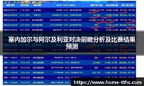 塞内加尔与阿尔及利亚对决前瞻分析及比赛结果预测